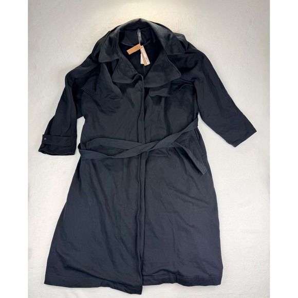 SKIMS Jackets & Blazers - Skims Boyfriend Fleece Trench Coat Washed Onyx Black XL LS-LST-3018W New